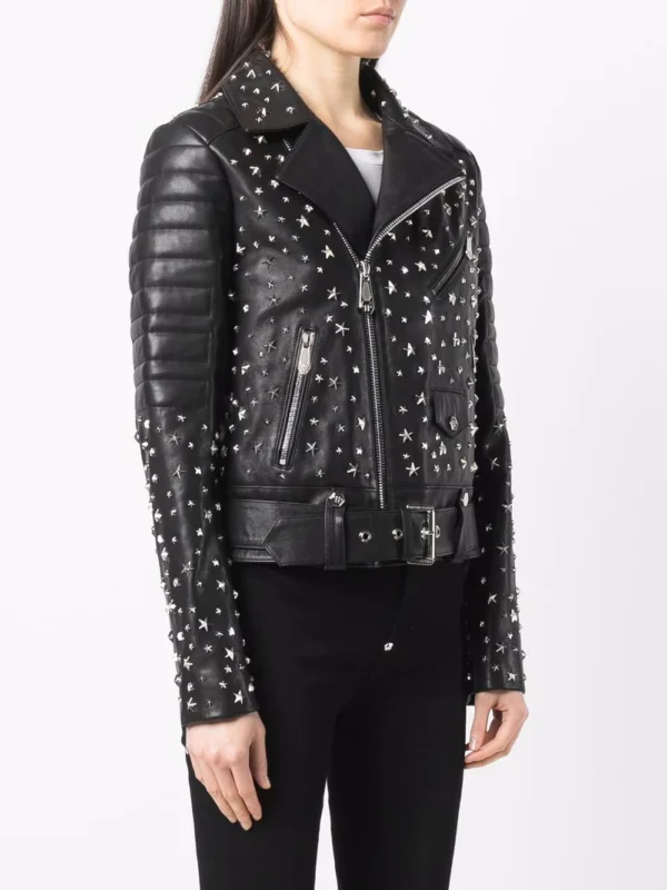 Star studs Ladies Leather Jacket