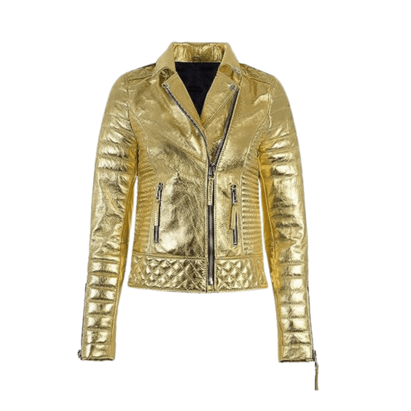 Gold Leather Jacket Women