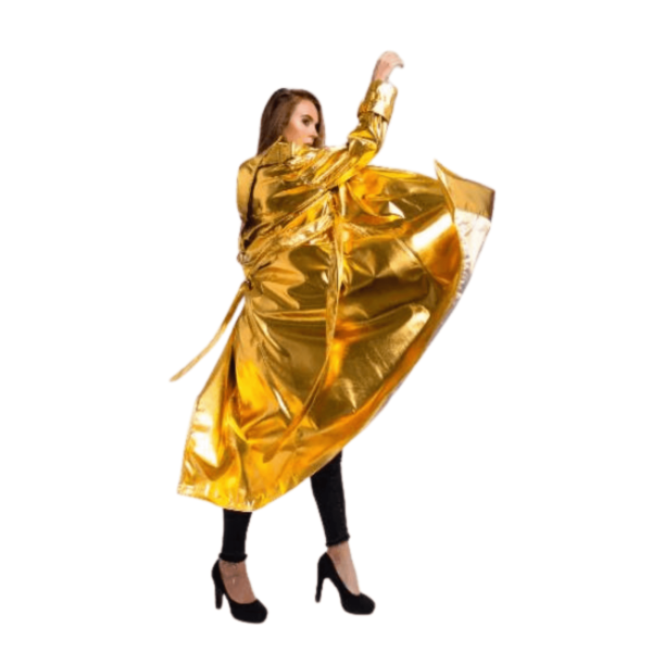 Gold Leather Coat Women - Image 3