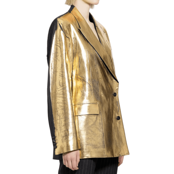 Gold Leather Coat Women - Image 3