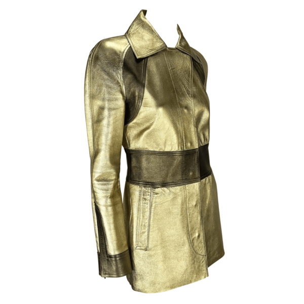 Gold Leather Coat Women - Image 2