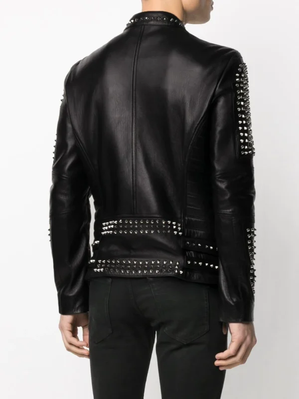 Casual Men’s Stud Leather Jacket - Image 2