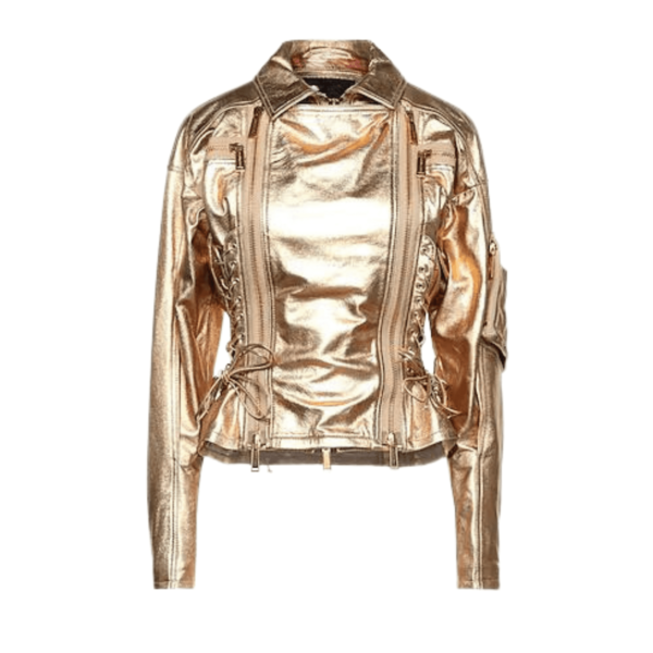 Gold Leather Jacket Women