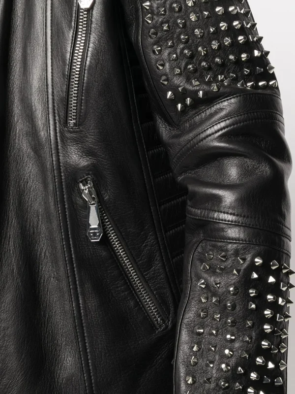 Casual Men’s Stud Leather Jacket