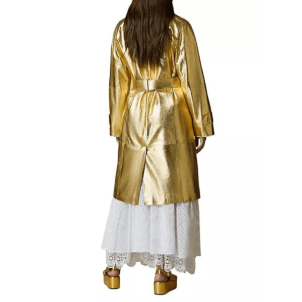 Gold Leather Coat Women - Image 2