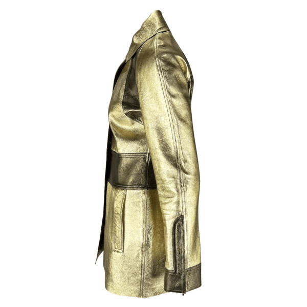 Gold Leather Coat Women - Image 4