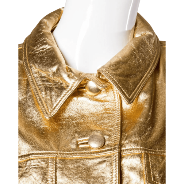 Gold Leather Jacket Women - Image 4