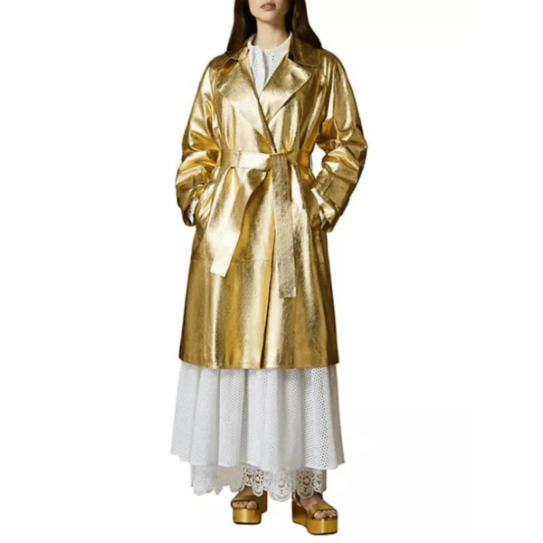 Gold Leather Coat Women