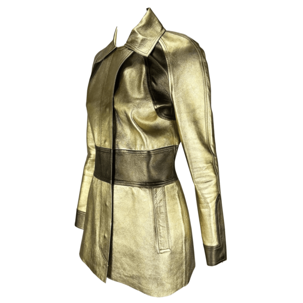 Gold Leather Coat Women - Image 3