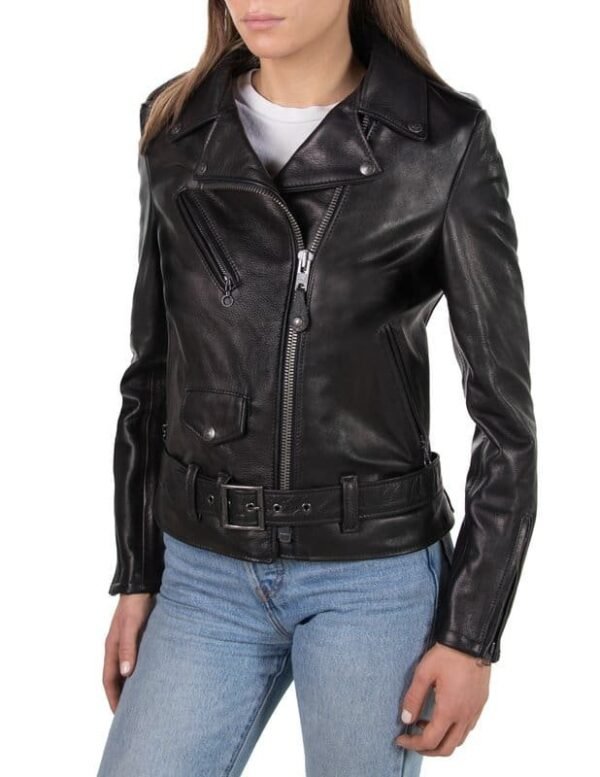 Women's 23 Waxy Natural Grain Cowhide Perfecto Asymmetrical Leather Jacket