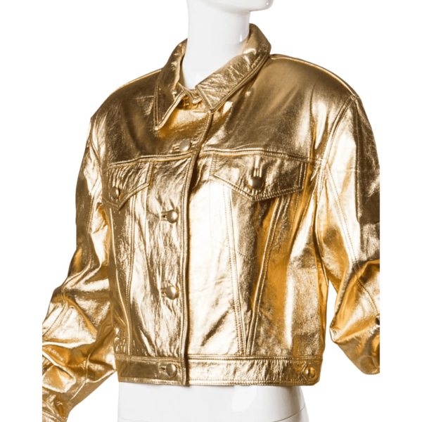 Gold Leather Jacket Women - Image 2