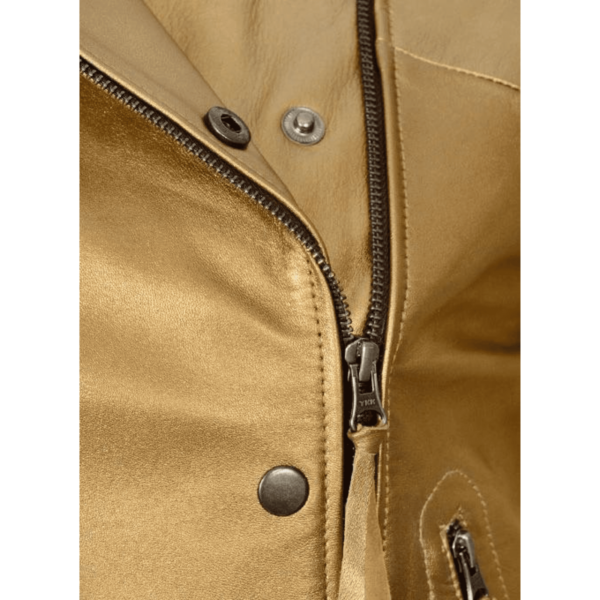 Gold Leather Jacket Women - Image 5