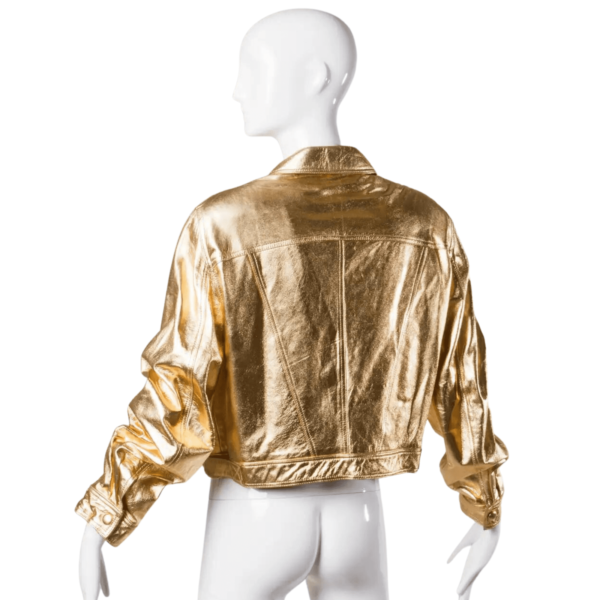 Gold Leather Jacket Women - Image 3