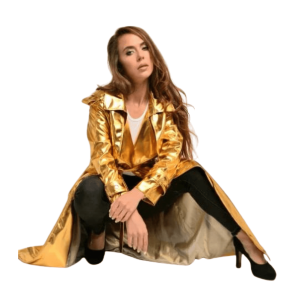 Gold Leather Coat Women - Image 2