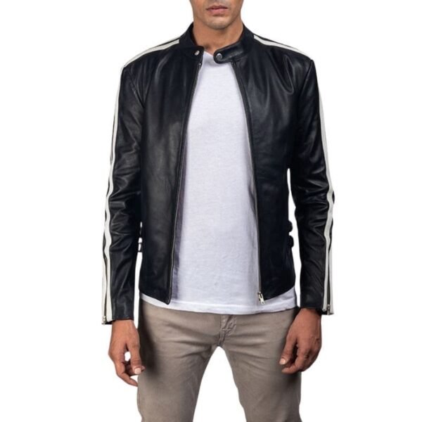 HANK BLACK LEATHER BIKER JACKET