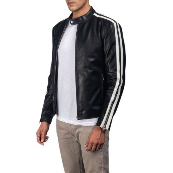 HANK BLACK LEATHER BIKER JACKET - Image 3