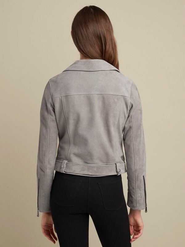 Sophie Belted Suede Asymmetrical Moto Jacket - Image 6