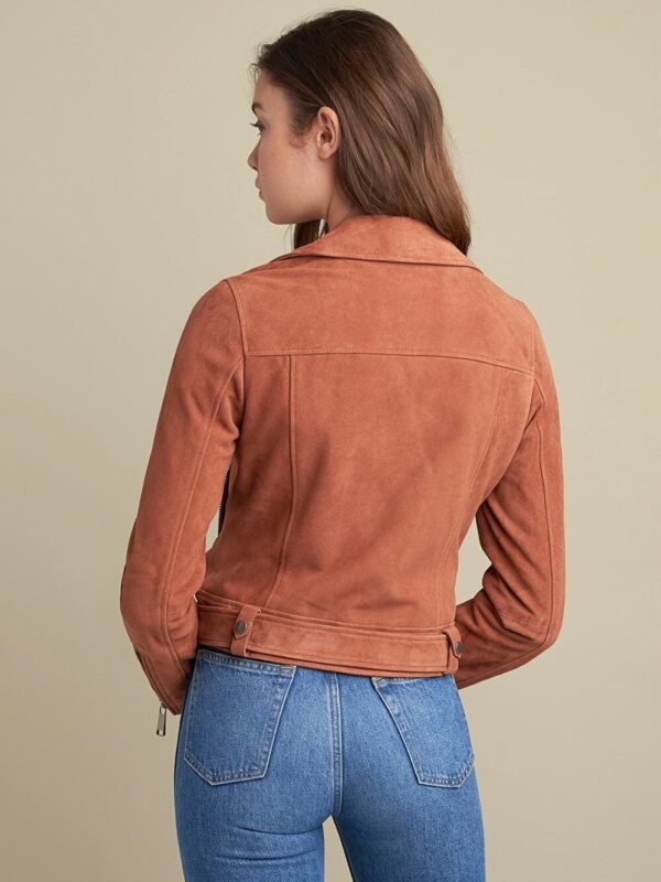 Sophie Belted Suede Asymmetrical Moto Jacket - Image 2