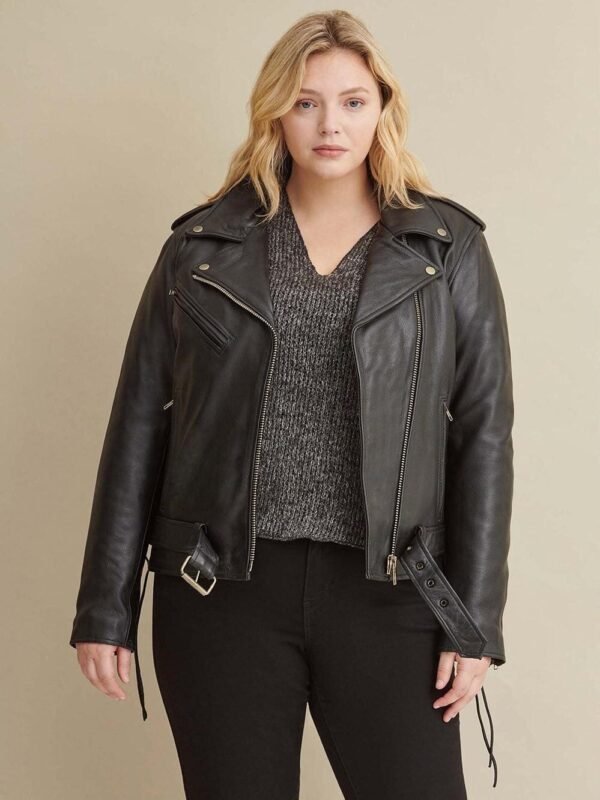 Cleo Plus Size Asymmetrical Performance Moto Rider Jacket - Image 4