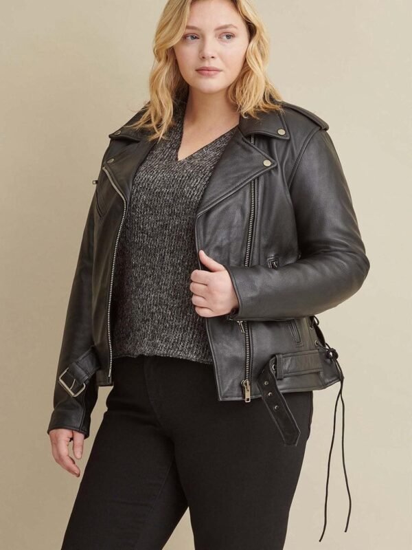 Cleo Plus Size Asymmetrical Performance Moto Rider Jacket - Image 3