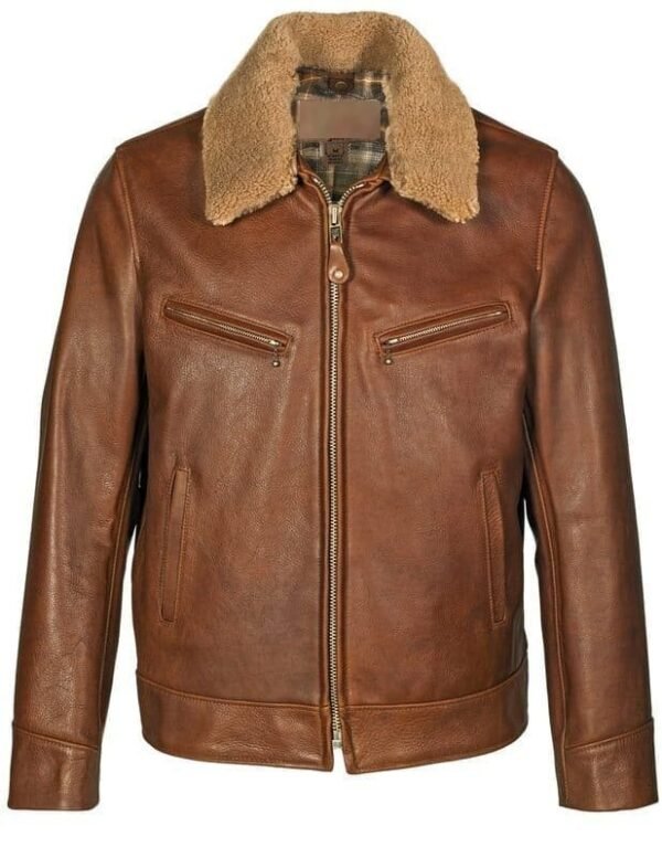 Antique Cowhide Rancher Jacket with Sheepskin Collar - Image 8