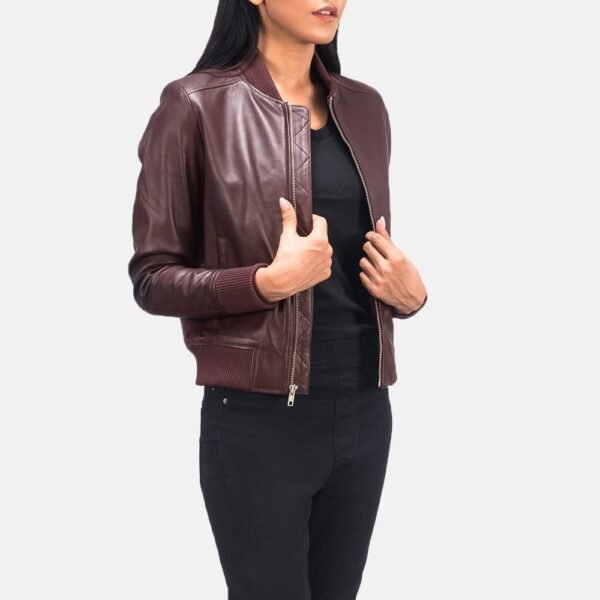 Bliss Leather Bomber Jacket - Image 4