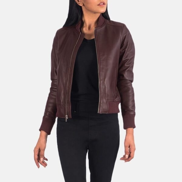 Bliss Leather Bomber Jacket - Image 3