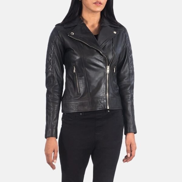 Carolyn Quilted Vintage Biker Jacket - Image 12