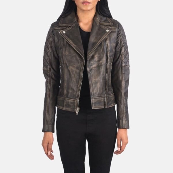 Carolyn Quilted Vintage Biker Jacket - Image 6