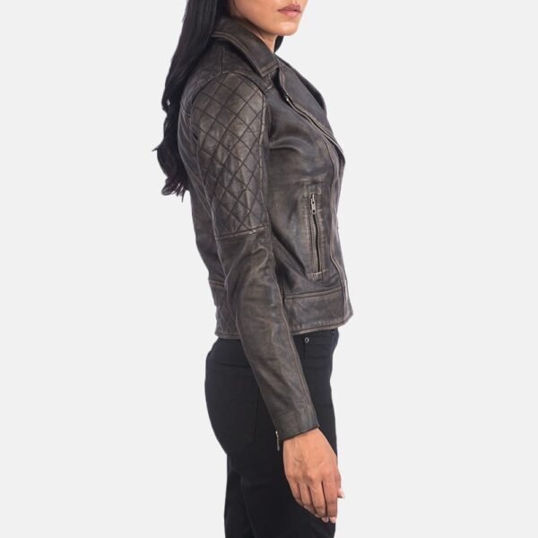 Carolyn Quilted Vintage Biker Jacket - Image 4