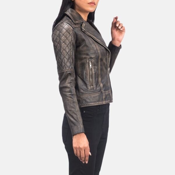 Carolyn Quilted Vintage Biker Jacket - Image 3