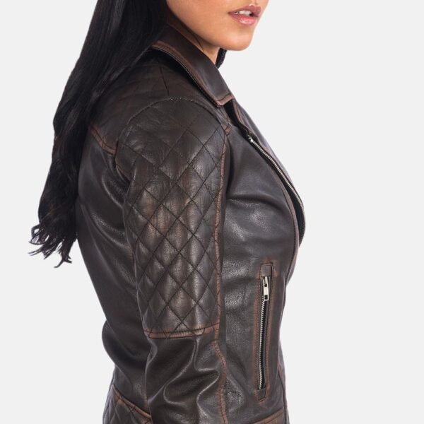 Carolyn Quilted Vintage Biker Jacket - Image 10