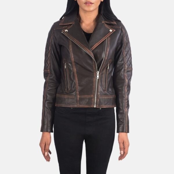 Carolyn Quilted Vintage Biker Jacket - Image 24