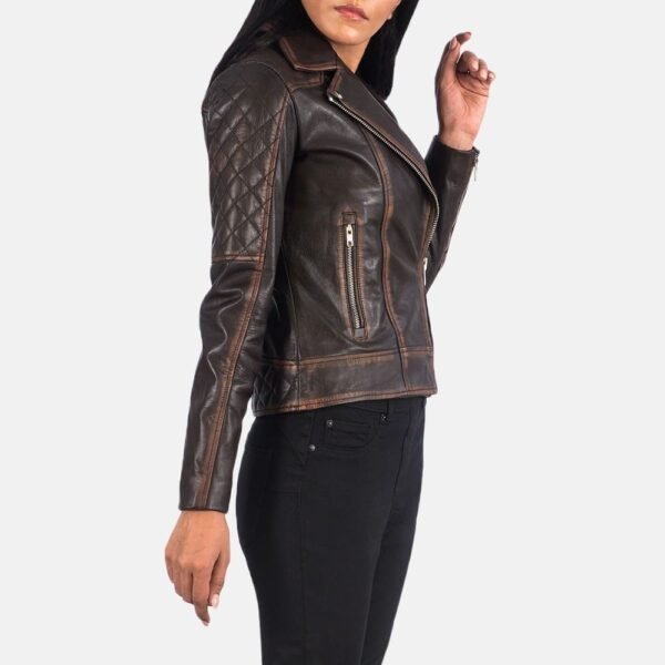 Carolyn Quilted Vintage Biker Jacket - Image 8