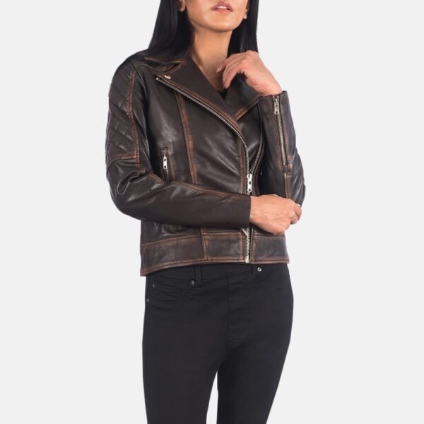 Carolyn Quilted Vintage Biker Jacket - Image 7